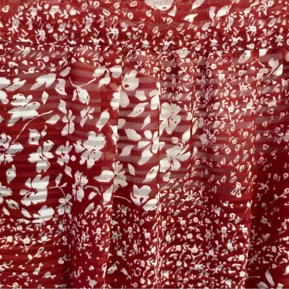 Lulu’s Lovely Wishes Red Floral Print Long Sleeve Crop Peasant Top - Picture 7 of 11